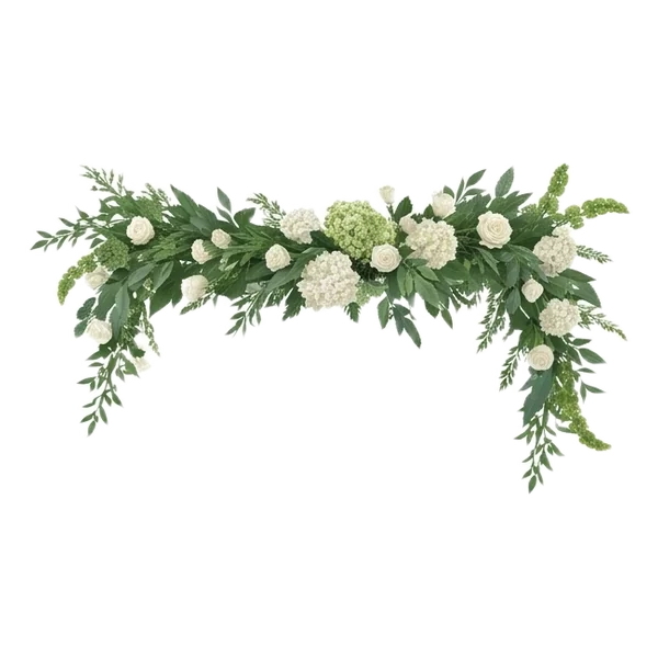 Guirlanda floral com folhagens