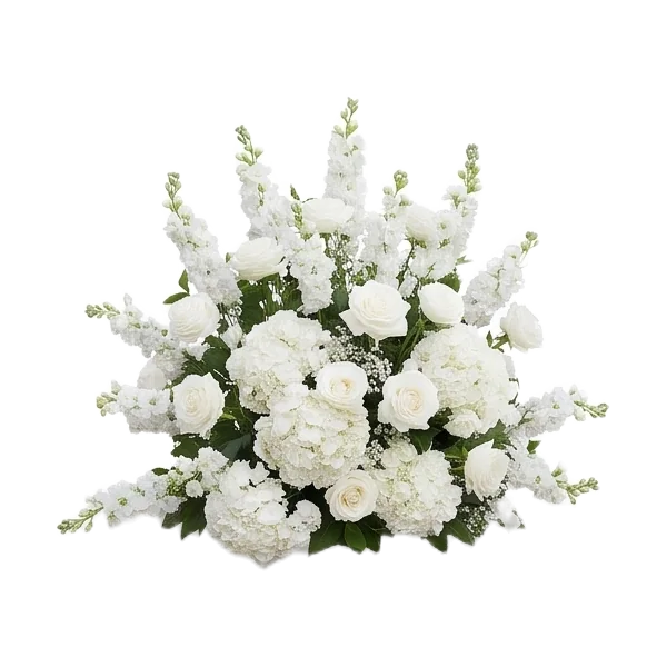 Arranjo de rosas e hortênsias